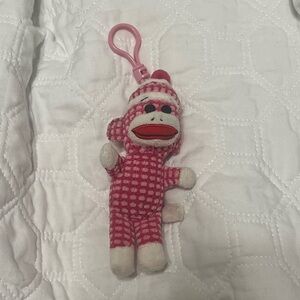 TY pink sock monkey keychain